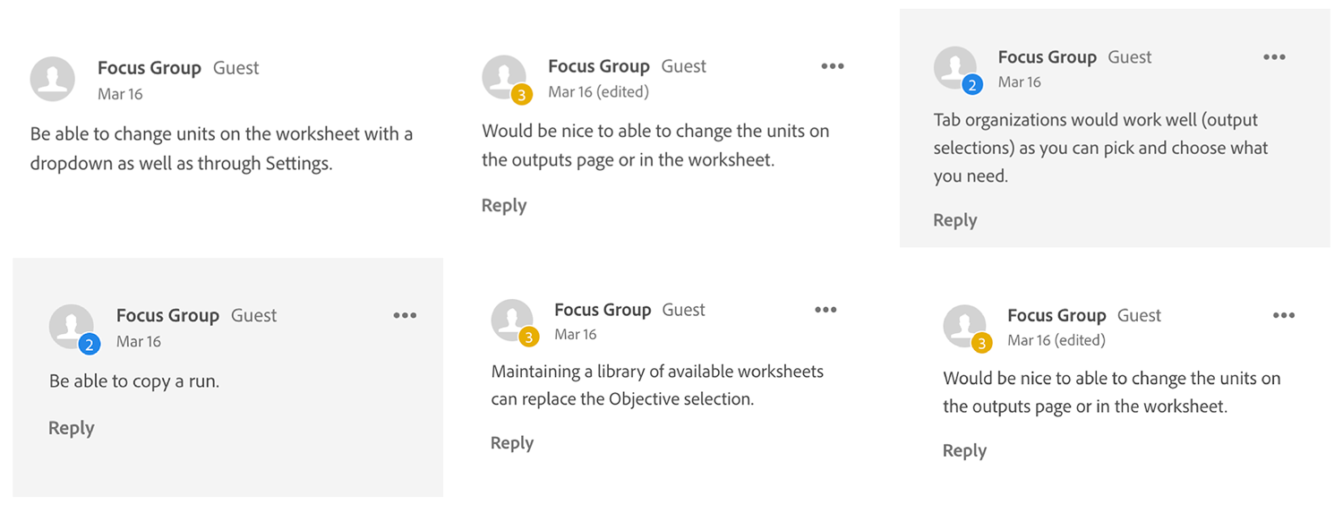 Focus Group wishlist